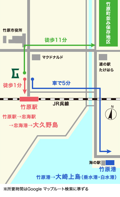 竹島周辺観光アクセスマップ